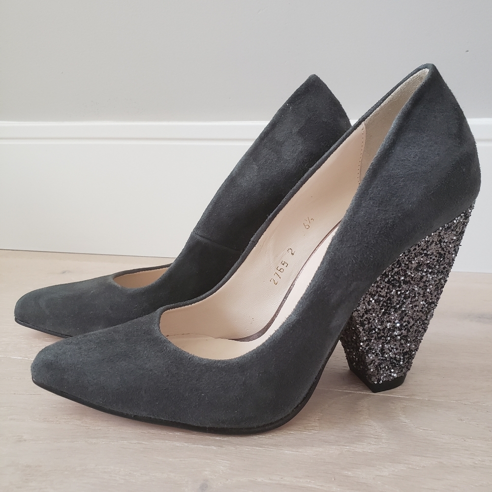 Ramón Tenza suede pumps with sequin heels
